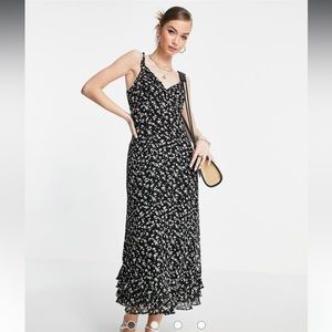 & Other Stories Frilled Crepe Chiffon Midi Dress